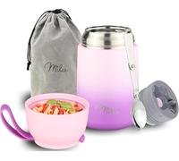 Milu Termo para Comida 650 ml Taza Aislada, Botella de Acero Inoxidable Aislada Alimentos, Beber y sopa de los niños de adultos Térmico (650ml/Violeta Rosa)