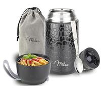 Milu Termo para Comida 800 ml Taza Aislada, Botella de Acero Inoxidable Aislada Alimentos, Beber y sopa de los niños de adultos Térmico (800ml/Black Leopard)