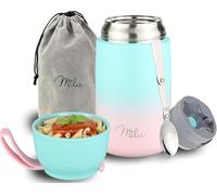 Milu Termo para Comida 800 ml Taza Aislada, Botella de Acero Inoxidable Aislada Alimentos, Beber y sopa de los niños de adultos Térmico (800ml/Menta Rosa)