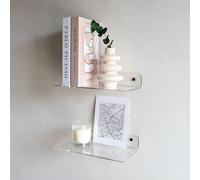 MILUKA Pack 2 Estantes de Pared de Metacrilato Transparente 30 x 15 cm | Baldas Pared acrílico | Estantería Ideal para decoración hogar | Modelo Aura Slim 3015