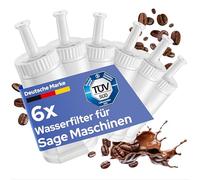 MILUX 6 filtros de agua de repuesto para Sage [certificado TÜV] - para Sage Barista Pro/Touch/Express/Oracle/y muchos más - Reemplazar SES008 / SES810 / SES875 / SES880 / SES920 / SES980 / SES990