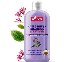 Milva Champú con Extracto de Quinina FORTE para Crecimiento Capilar - 200 ml Champú Fortalecedor para Mujer y Hombre que Cuida Cuero Cabelludo y Raíz, Da Cuerpo al Cabello Fino y con Menos Densidad