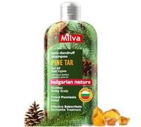 Milva Champú de Alquitrán de Pino para Dermatitis Seborreica - 200 ml Champú Anticaspa Natural - Ayuda a Calmar el Picor y la Descamación del Cuero Cabelludo Seco y Escamoso - Uso Diario