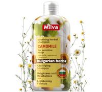 Milva Champú de Manzanilla para Cuero Cabelludo Sensible, Seco y con Picor - 200 ml Champú Limpiador y Aclarante con Magnesio y Extracto de Manzana - Realza e Ilumina el Cabello Rubio Claro