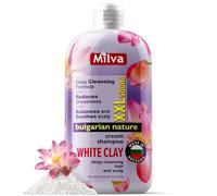 Milva Champú para Cabello Graso con Arcilla Blanca Caolín - 500 ml Champú natural para pelo graso y cuero cabelludo seco, limpieza profunda clarificante para eliminar residuos e impurezas
