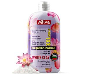 Milva Champú para Cabello Graso con Arcilla Blanca Caolín - 500 ml Champú natural para pelo graso y cuero cabelludo seco, limpieza profunda clarificante para eliminar residuos e impurezas