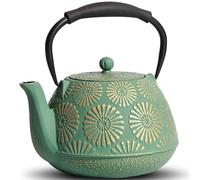 MILVBUSISS Tetera de hierro fundido, tetera de gran capacidad de 1200 ml con infusor para estufa, diseño de Sakura, tetera japonesa para hojas sueltas revestidas con interior esmaltado, mango de