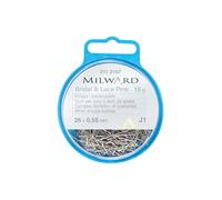 MILWARD Agujas de coser rectas, acero suave, plateado, 26 mm, 15 g