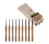 Milward Juego de agujas de ganchillo con asas de madera de haya, ganchos de aluminio, 2, 2,5, 3, 3,5, 4, 4,5, 5,5 y 6 mm, 100% algodón, funda rígida con cremallera, color gris