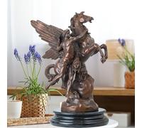 MILY-ART Estatua de bronce de Perseo y Pegaso con Medusa - Escultura icónica de mitología griega, obra de arte hecha a mano con calidad de museo (55 cm) para coleccionistas y decoración del hogar