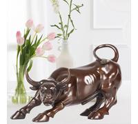 MILY-ART Toro de bronce de Wall Street, símbolo de riqueza y poder, escultura hecha a mano para decoración de escritorio, regalo inspirador para comerciantes, inversores y empresarios
