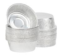 MilyaDE 60 moldes desechables de aluminio, bandejas de aluminio, redondas, 11 cm de ancho, para tartas de queso, cupcakes, postres, huevos