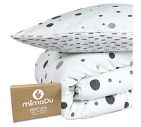 mimaDu Funda nórdica para minicuna 100x135 cm + Funda Almohada 40x60, Funda para edredrón nórdico 135x100 cm, Funda de Almohada Ropa de Cama Infantil 100% algodón (Rayas Puntos)