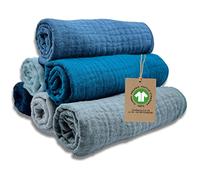 mimaDu Gasas bebé Recien Nacido gasas para bebés Toallas bebé Recien Nacido muselinas bebé Algodon fraldas de pano bebé para eructos bebé Muselina Facial 25x25 cm | 100% algodón orgánico (Ocean)