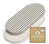 mimaDu - Juego de 2 sábanas bajeras ajustables GOTS de algodón orgánico de 80 x 40 cm también para 78 x 36, 80 x 35 - Sábana bajera ajustable para cochecito, moisés, cesta de moisés, cuna - sábana