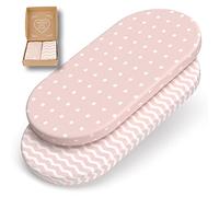 mimaDu - Juego de 2 sábanas bajeras Ajustables para bebés 80x40 cm Funda de colchón 100% algodón Oeko-Tex, también para 78x36, 80x35, 40x80 para cochecitos, moisés, cunas y camitas supletorias Rosa