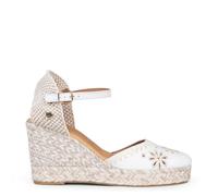 miMaO CASARES - Cuña Ibicenca de Esparto con floques en Blanco EU 41