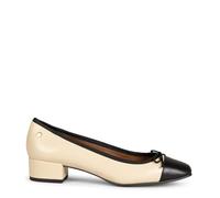 miMaO Glamour - Bailarinas Beige con tacón y Puntera de Charol Negro, EU 41