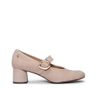 miMaO Merceditas con tacón bajo de 4,5cm Piel de Ante Taupe, EU 39