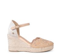 miMaO Ronda - CUÑA DE Esparto Beige con Flores Bordadas EU 38