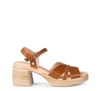 miMaO Sandalias de tacón y plataforma en piel CAMEL, EU 38
