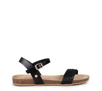 miMaO Sandalias Planas BIO con tira Trenzada NEGRO, EU 40