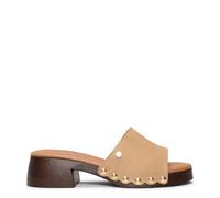 miMaO Zuecos con tacón bajo en Piel Beige, EU 38