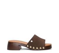 miMaO Zuecos con tacón bajo en Piel Marron, EU 39