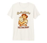Mimar a mi Gato es mi pasatiempo de Tiempo Completo Retro Feline Camiseta Premium