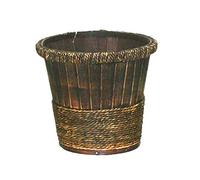 MIMBRE NATURAL MACETERO Sol MARRÓN.Macetero de Madera y Cuerda. Macetero para decoración Interior y Exterior (24 × 24 × 21)