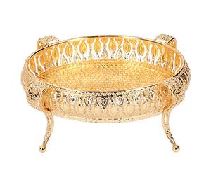 Mimdixy Bandeja de fruta metal, para servir dulces estilo retro aleación zinc, cesta decorativa dorada para fruteros, bandejas refrigerios fines domésticos, platos ovalados almacenamiento