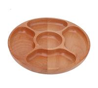 Mimdixy Bandeja redonda de madera, platos divididos para servir aperitivos de 5 secciones, bandeja redonda para servir alimentos para aperitivos, verduras, dulces y refrigerios, postre (30cm)