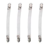 Mimdixy Bed Sheet Holders, Adjustable Elastic Fasteners with Double Head Clip Bed Sheet Straps Mattress Cover Straps for Keep Sheets Stays in Place 4Pcs (Blanca)