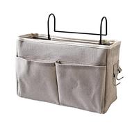 Mimdixy Bedside Storage Organizer, Storage Bag Pocket Cotton Linen Hanging Storage Bag Pocket for Bedside Storage Bunk College Dorm and Camp (Grey)