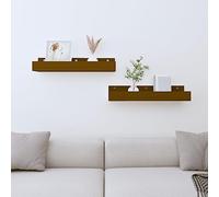 Mimdixy Estantería de pared para salón, cocina, 2 unidades, color marrón miel, 50 x 12 x 9 cm, madera maciza de pino
