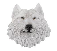 Mimdixy Estatuas de cabeza de animal, simulación 3D, estatuas de cabeza de animal, decoración de pared, resina, estatuas de cabeza exquisitas únicas, escultura para colgar en la pared, (lobo blanco)