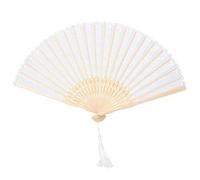 Mimdixy Handheld Folding Fan Double Layer Vintage Janpanese Style Flower Lace Hand Folding Fan for Women Performance Gifts Party Decoration Prop (Encaje Blanco)