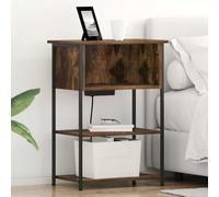 Mimdixy Mesilla de noche para cama con somier, mesita de noche, roble ahumado, 55 x 31 x 76 cm, material de madera, armario auxiliar para dormitorio, salón, fácil de montar