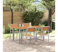 Mimdixy Mesitas Mesa De Café para Exteriores,Conjunto de Comedor de Jardín 5 pcs Gris y marrón,Mesas Auxiliar para Interior,Exteriores,Jardín y Terraza