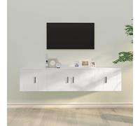 Mimdixy Mueble bajo para TV, aparador de TV, mesa auxiliar, 3 piezas, color blanco, madera para vivienda, habitación familiar, ahorra espacio