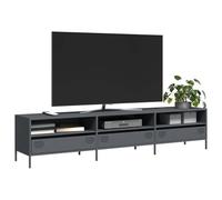 Mimdixy Mueble de TV, mueble de televisión, mueble bajo, mueble de TV, color antracita, 202 x 39 x 43,5 cm, acero laminado en frío, para vivienda, habitación familiar, ahorra espacio