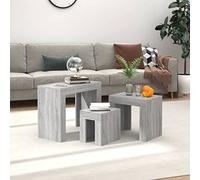 Mimdixy Pequeña mesa auxiliar mesa consola mesa de café,mesas de juego 3 piezas de madera gris, mesa de teléfono para dormitorio, sala de estar, se puede montar rápidamente