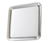 Mimdixy Serving Platter, Silver Square Serving Trays Stainless Steel Dish Tray Stackable Plates for Food, Fruit, Party Barbecue, Marinating, Grilling Accessories (L)