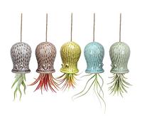 Mimeela Paquete de 5 soportes únicos para plantas de aire de pulpo, macetas de pared, soportes de cerámica para plantas de aire Tillandsia, decoración de pared para el hogar y la oficina (pequeño (2 x