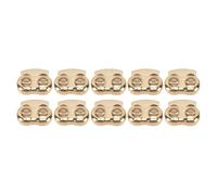 MIMEITOPA 10 topes de cordón, cierre de pinza para cordón, cordones, cierre de punta, tensor final, aleación de zinc, hebilla de resorte, redondo (dorado)