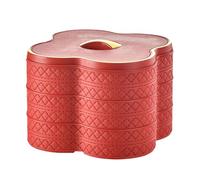 MIMEITOPA Bandeja de tres capas de cuero PU para prevención de polvo, recipiente para dulces y nueces, organizador para aperitivos con tapa para aperitivos, frutos secos y dulces