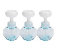 MIMEITOPA para dispensador de jabón de Manos, Material PETG de, Duradero y reciclable, Hermosa Espuma de Flores, Boca de Botella fácil de atornillar (Botella espumosa Flor Azul Transparente)