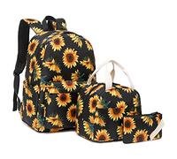 Mimfutu Mochila Escolar Niña Chica, Mochilas Escolares Mochila Colegio para Adolescentes Juveniles Infantiles con Bolsa de Almuerzo Estuche de Lápices (Girasol)