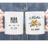 mimi and papa Est 2020, juego de tazas para abuelos, regalo de mimi y papá, taza mimi and papa to be, idea de regalo de mimi y papá, juego de tazas de mimi y papa