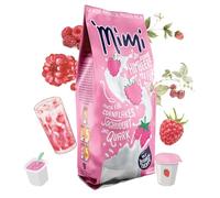 Mimi Milk Mix Yogur Frambuesa Bebida Polvo 24 x 400 g - Pack de Almacenamiento - Polvo de bebida soluble en leche con sabor a fresa - Soluble en frío y caliente - Ideal para ocio, oficina, familia